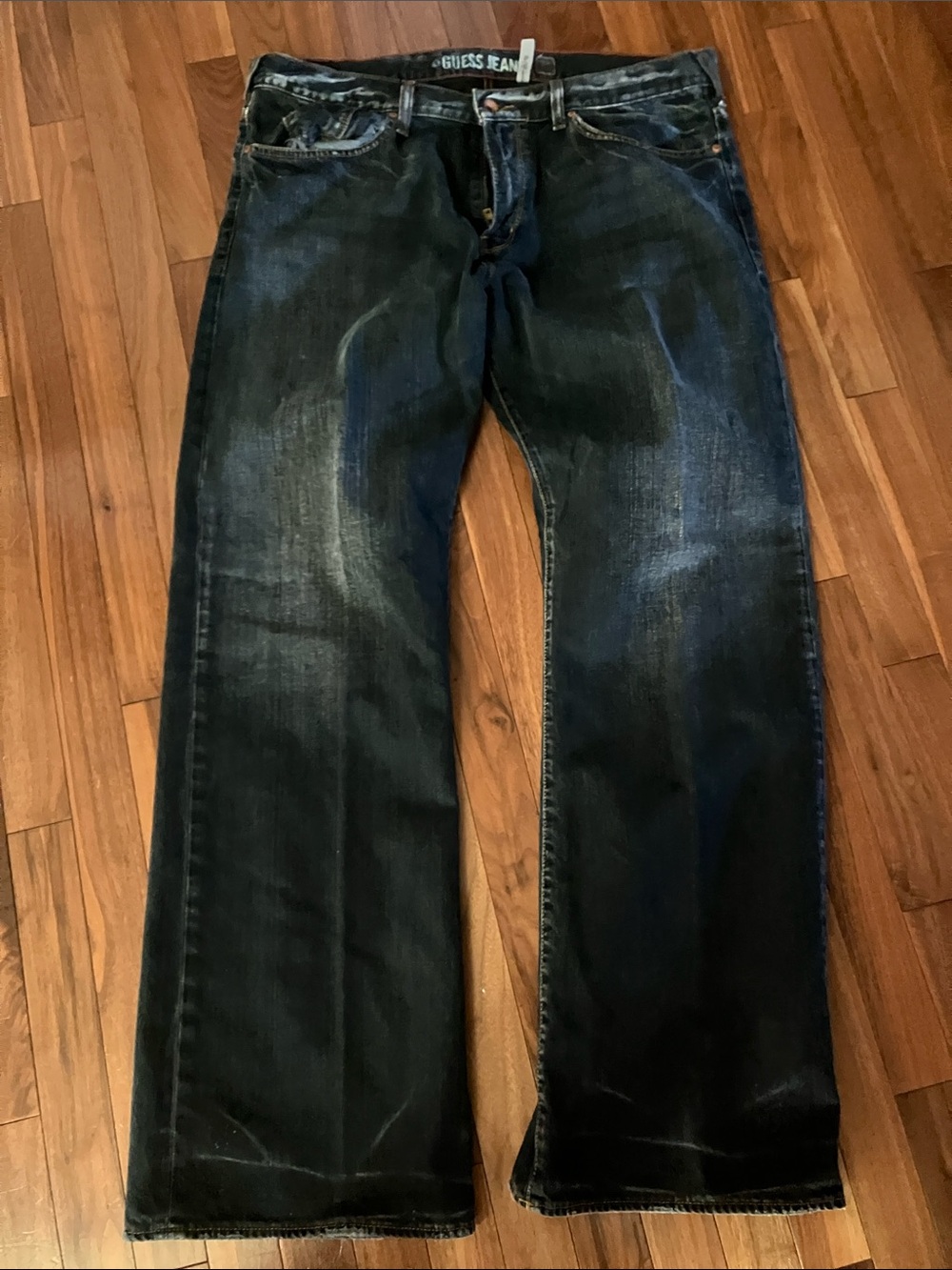 GUESS Men’s Dark Wash Bootcut Jeans